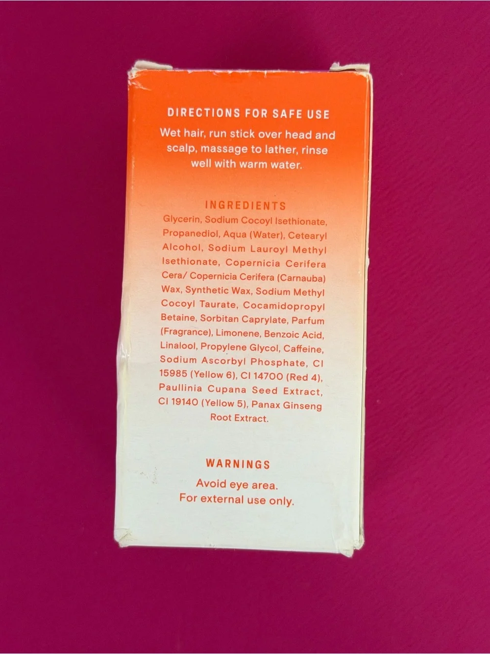 WYOS - The Mane Event -Daily Solid Shampoo Stick - Travel Friendly-Sulfate Free